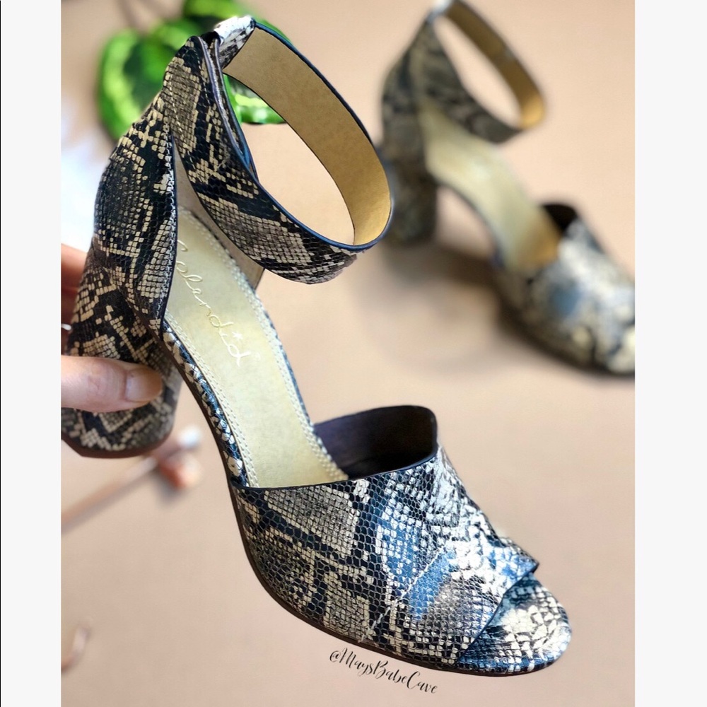 Splendid Leather Snakeskin Embossed Block Heel Sandals Size 10